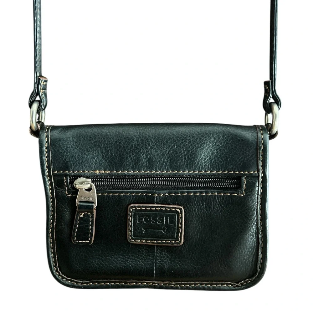 Fossil Black Leather Crossbody Bag